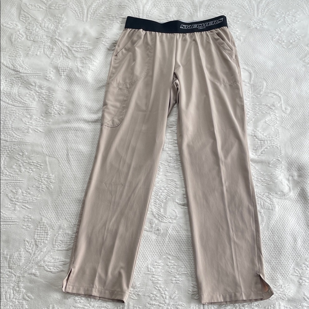 Skechers Beige Track Joggers with Black Logo Waistband - Picture 7 of 7